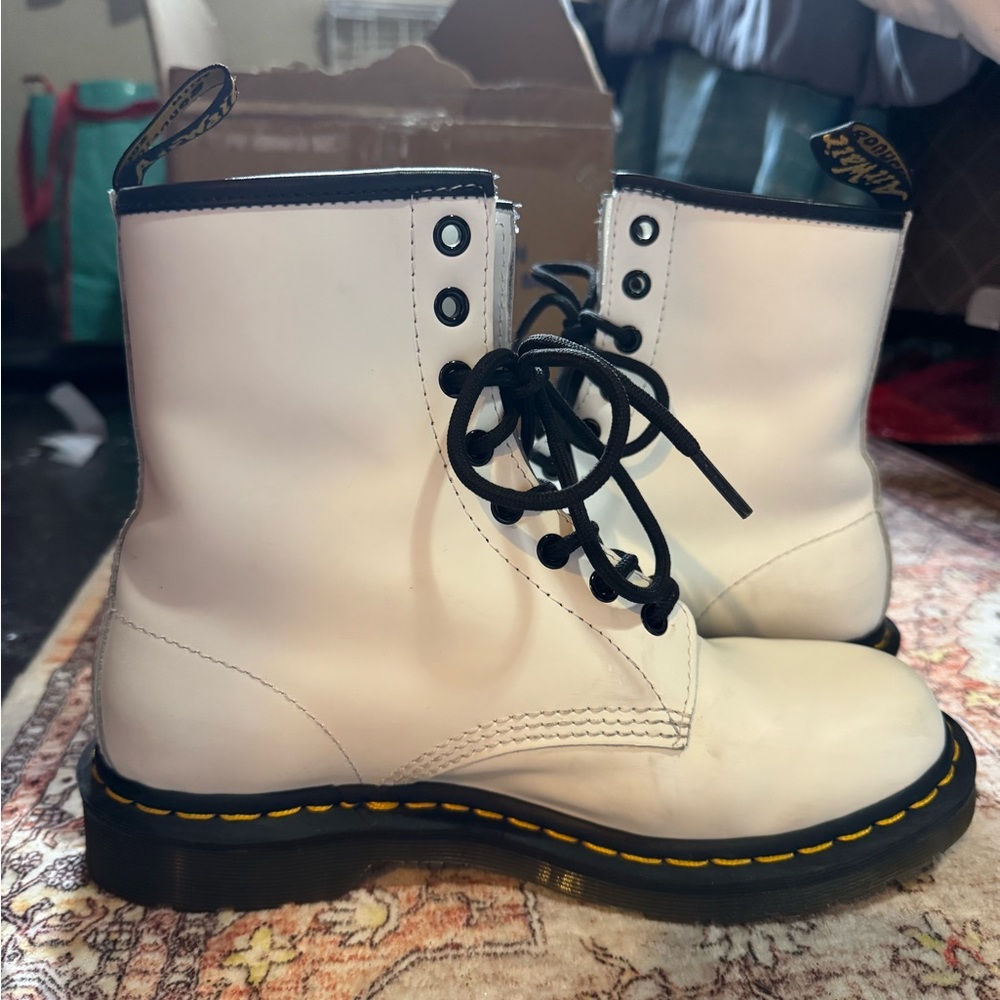 White Doc Martin Lace Up Women’s Boots